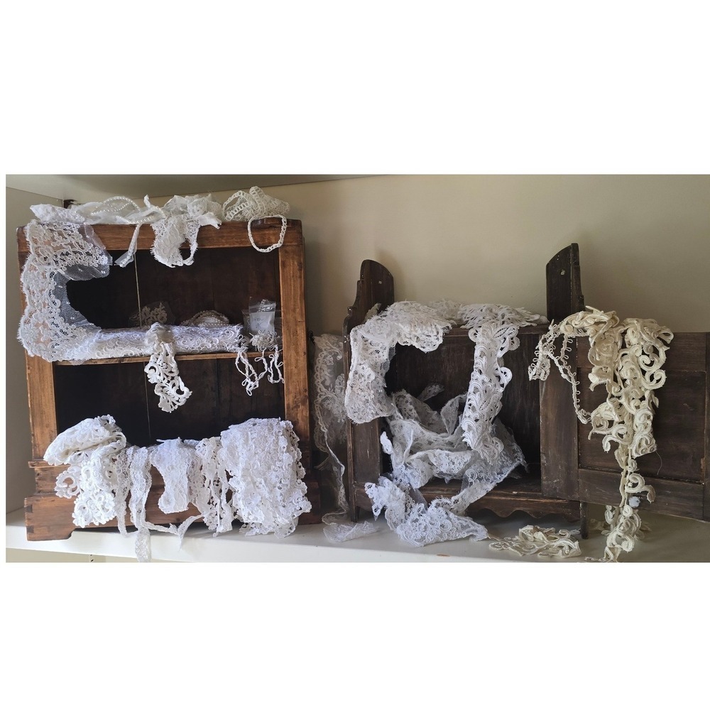 Vintage Lace Trim Bulk Lot White Ivory Mixed Styles Sewing Crafting Junk Journal